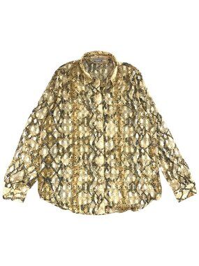 Vintage Y2K Notations Sheer Snake Print Blouse